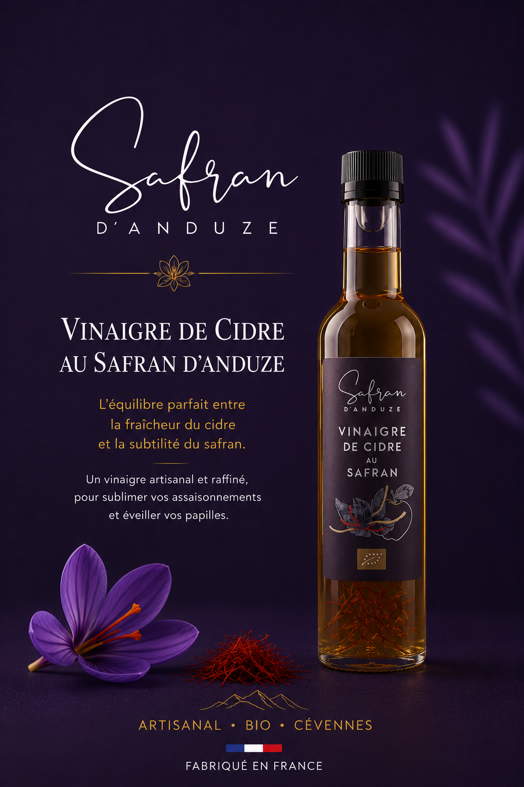 Vinaigre au safran bio d'Anduze
