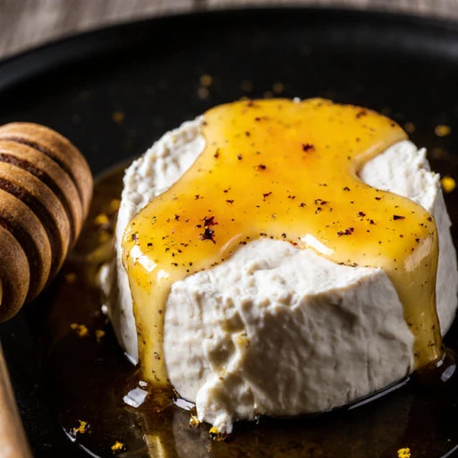 Recette de miel au safran: fromage de chèvre au miel d'acacia au safran bio artisanal