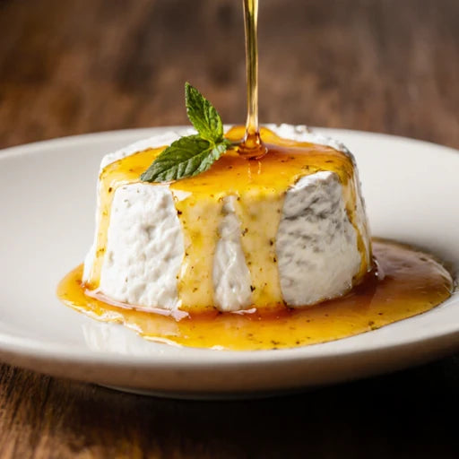 Fromage de chèvre frais au sirop de safran bio artisanal et sans conservateur - Safran bio français cultivé dans le Parc national des Cévennes