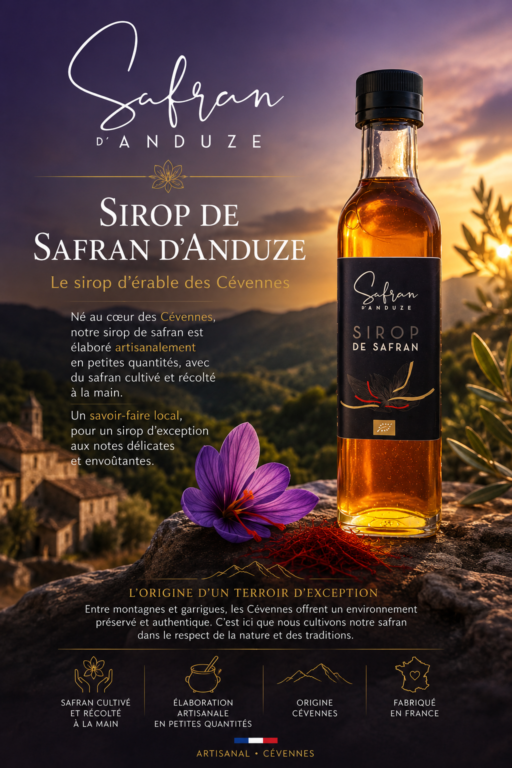 Sirop de safran bio artisanal