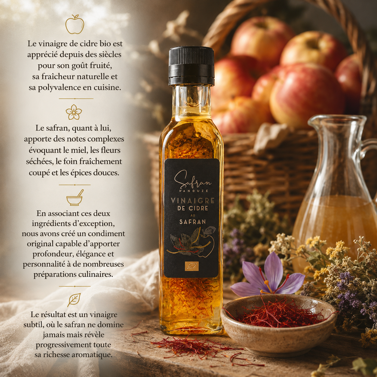 Vinaigre au safran bio d'Anduze