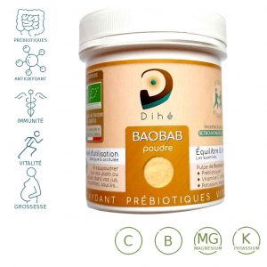 Pulpe du fruit de baobab sauvage en poudre - vitamine C - prebiotiques
