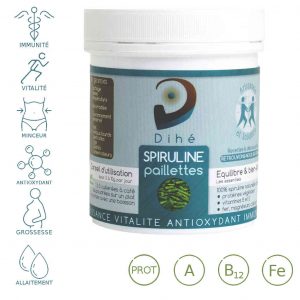 Paillettes de spiruline crue artisanale - Spiruline issue d'un programme solidaire - spiruline cultivée dans son environnement naturel - antioxydant - système immunitaire - grossesse - minceur - endurance - récupération
